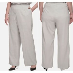 Calvin Klein Women's Plus Size Windowpane Wide-Leg Pants 18W